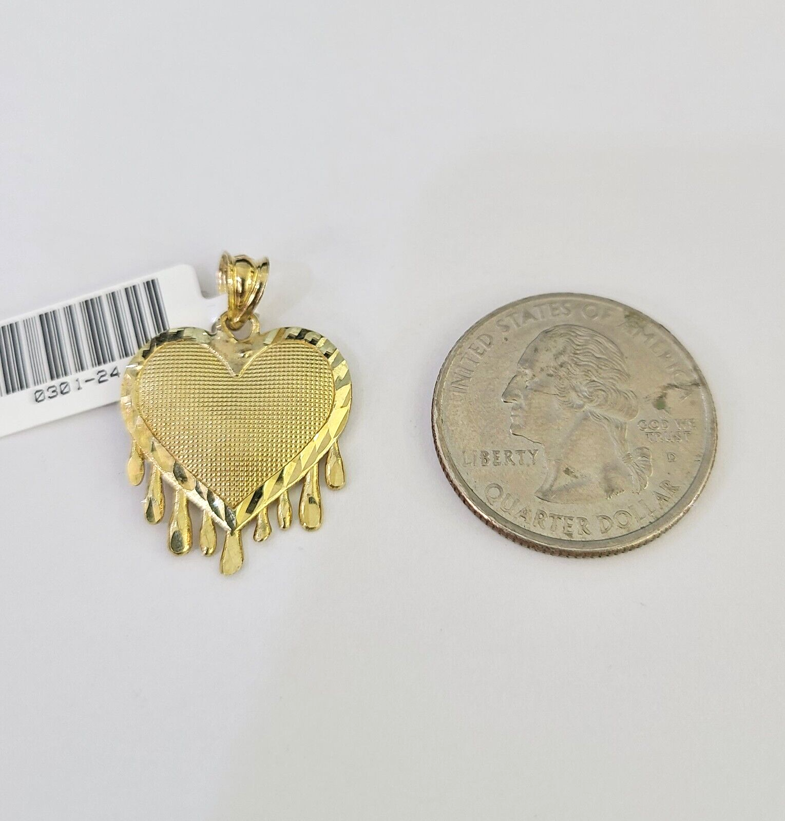 10k Solid Rope Chain 2mm Dripping Heart Pendant Charm Necklace SET 16-22" Ladies